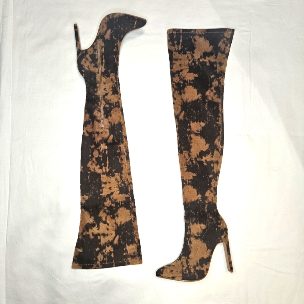 SOLD Fashion Nova Women's Brown and Tan Thigh Boots 8.5